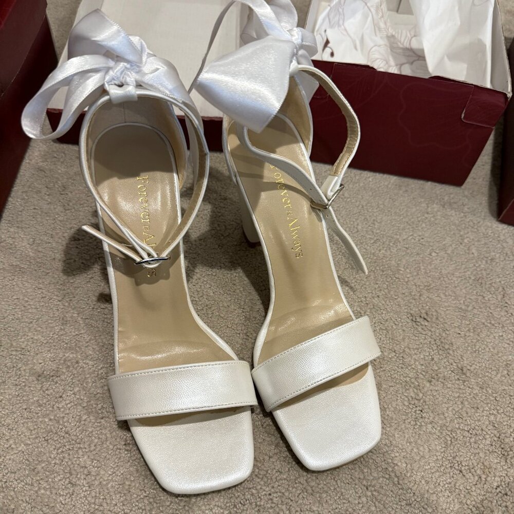 Brand New Forever & Always - Noelle Bridal Heeled Sandals with Ribbon - Size 8.5